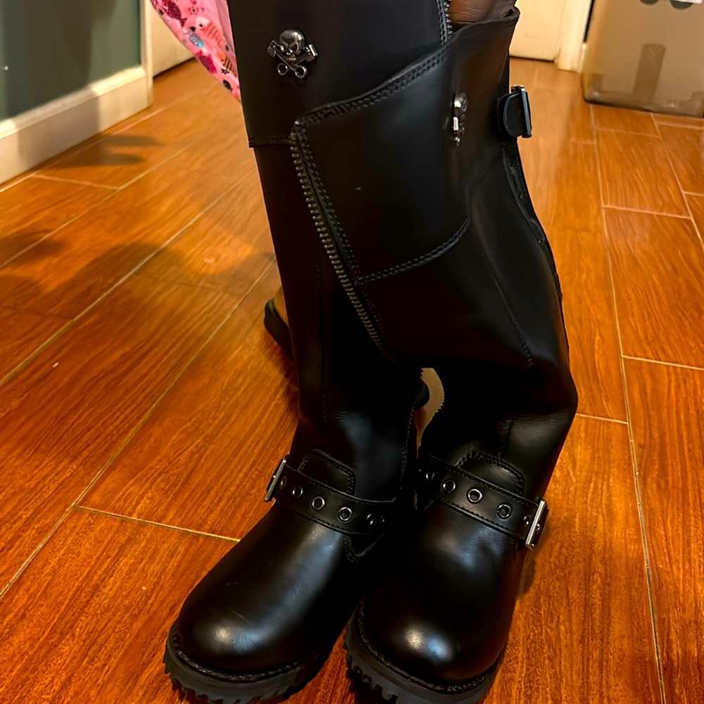 Black leather xelement boots